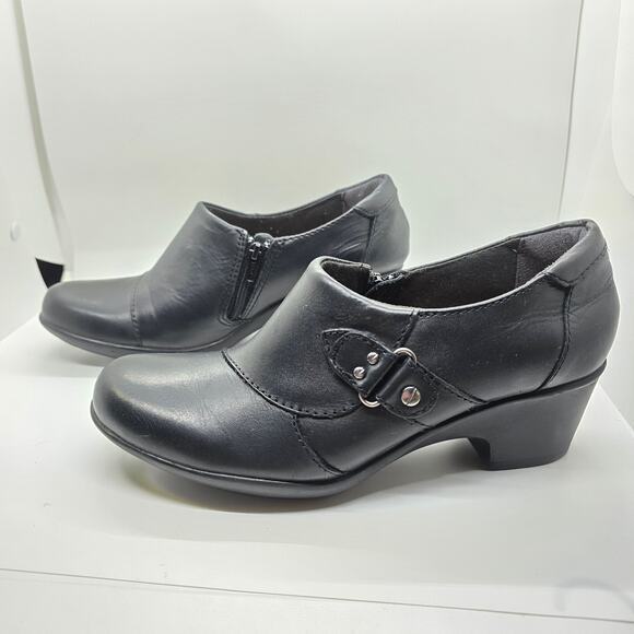 Clarks Collection‎ Mule Slip On-Black-Leather-Women's 7 - Picture 1 of 7